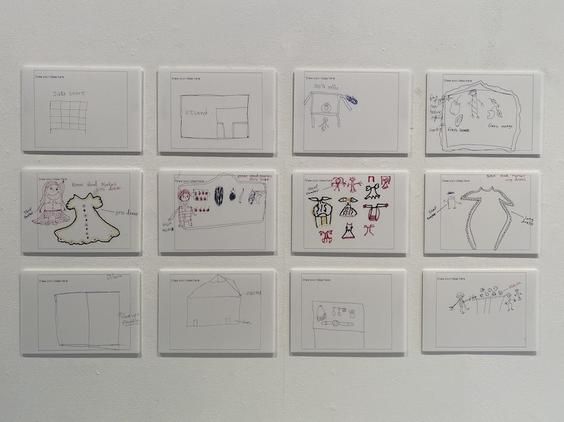 English for Action display at Four Corners of 12 drawings.