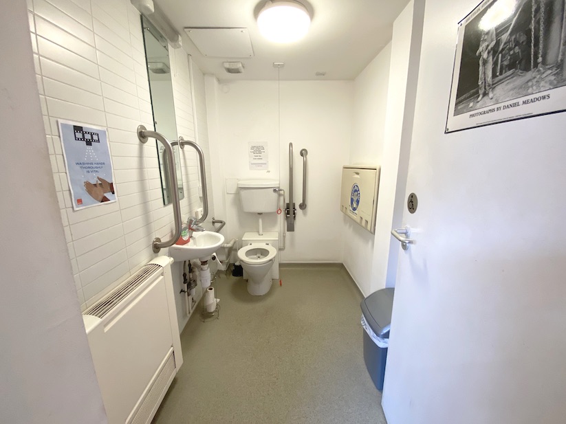Four Corners' single stalled accessible bathroom.
